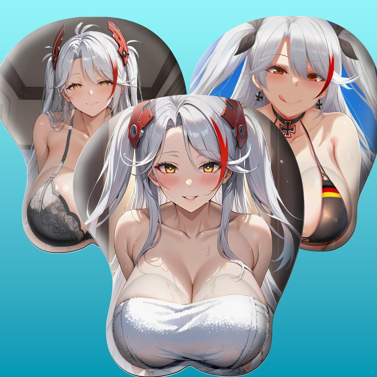 3D oppai Anime Mouse Pad with Wrist Rest by Azur Lane Prinz Eugen  #02