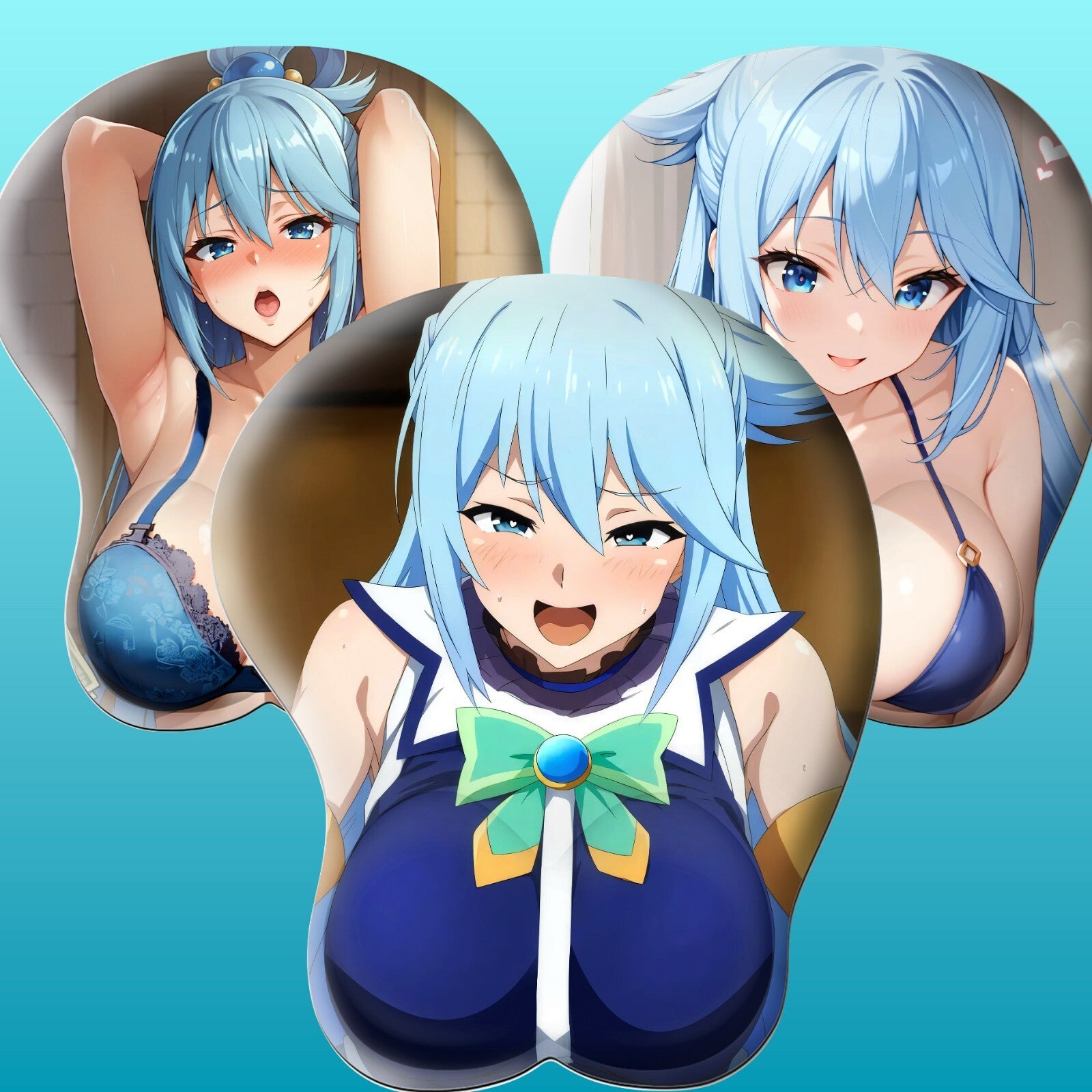 3D oppai Anime Mouse Pad with Wrist Rest by konosuba Aqua #01