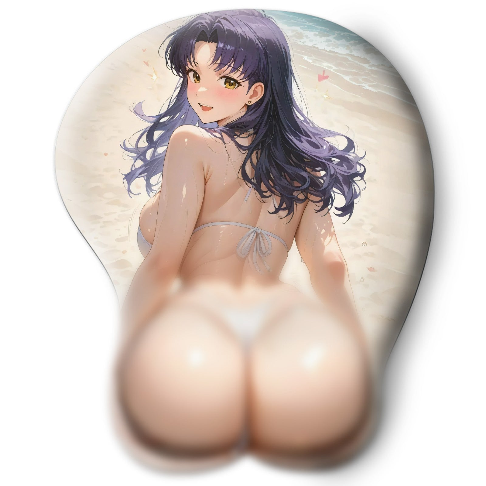 3D butt Anime Mouse Pad with Silicone Wrist Support, Non-Slip Ergonomic Shape, Evangelion anime Character Misato #02