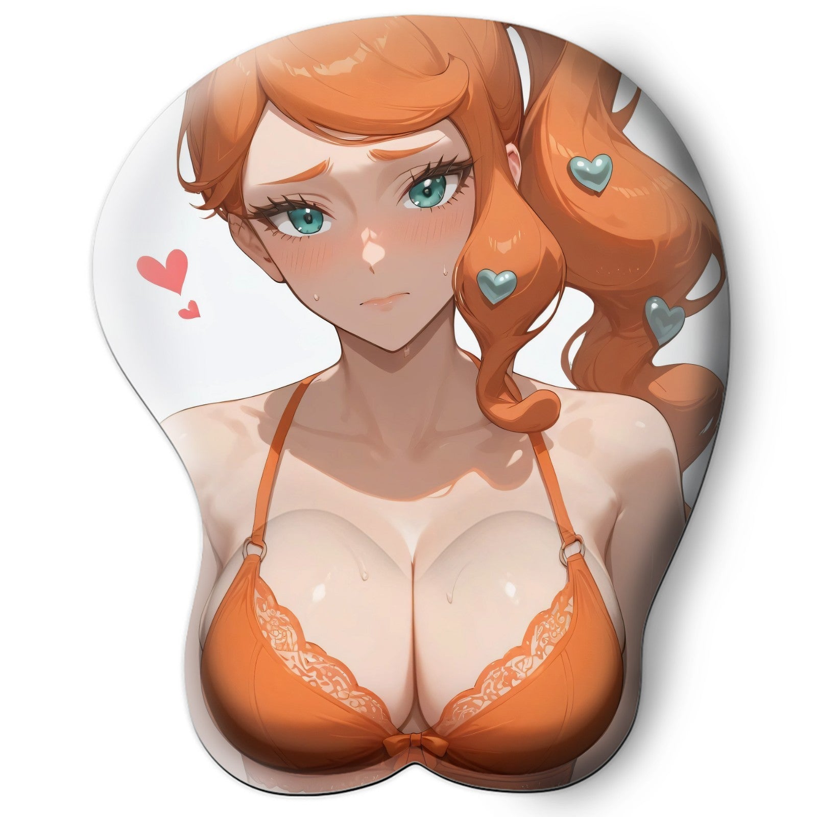 3D oppai Anime Mouse Pad with Silicone Wrist Support, Non-Slip Ergonomic Shape, Pokemon Anime Character Sonia #01