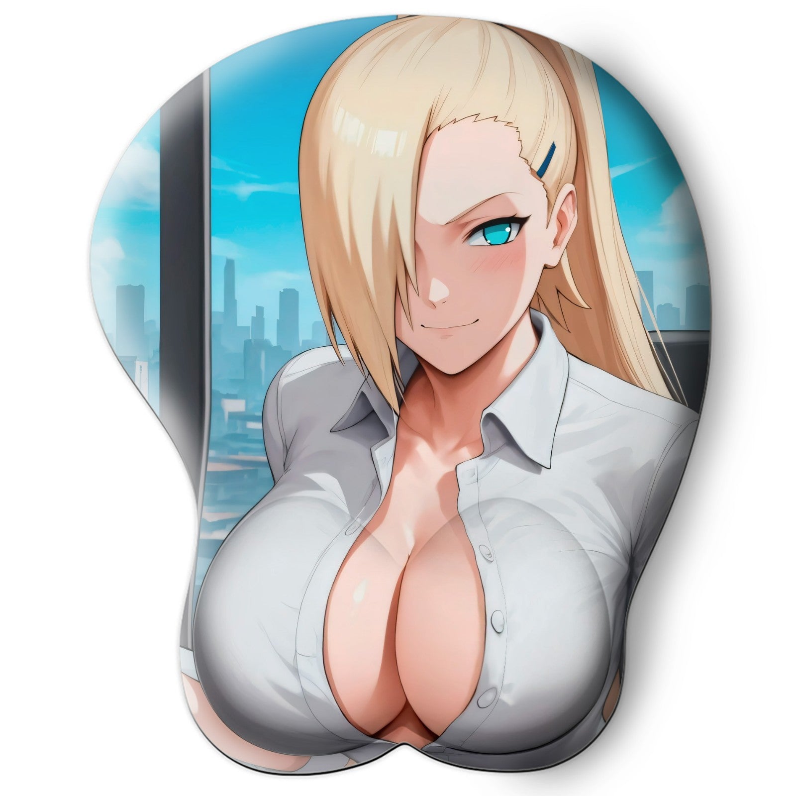 3D oppai Anime Mouse Pad with Silicone Wrist Support, Non-Slip Ergonomic Shape,Naruto anime Character Ino Yamanaka #01