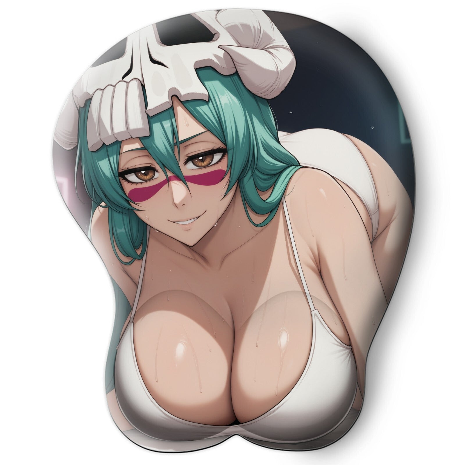 3D oppai Anime Mouse Pad with Silicone Wrist Support, Non-Slip Ergonomic Shape, Bleach Anime Character Nell Tu #02