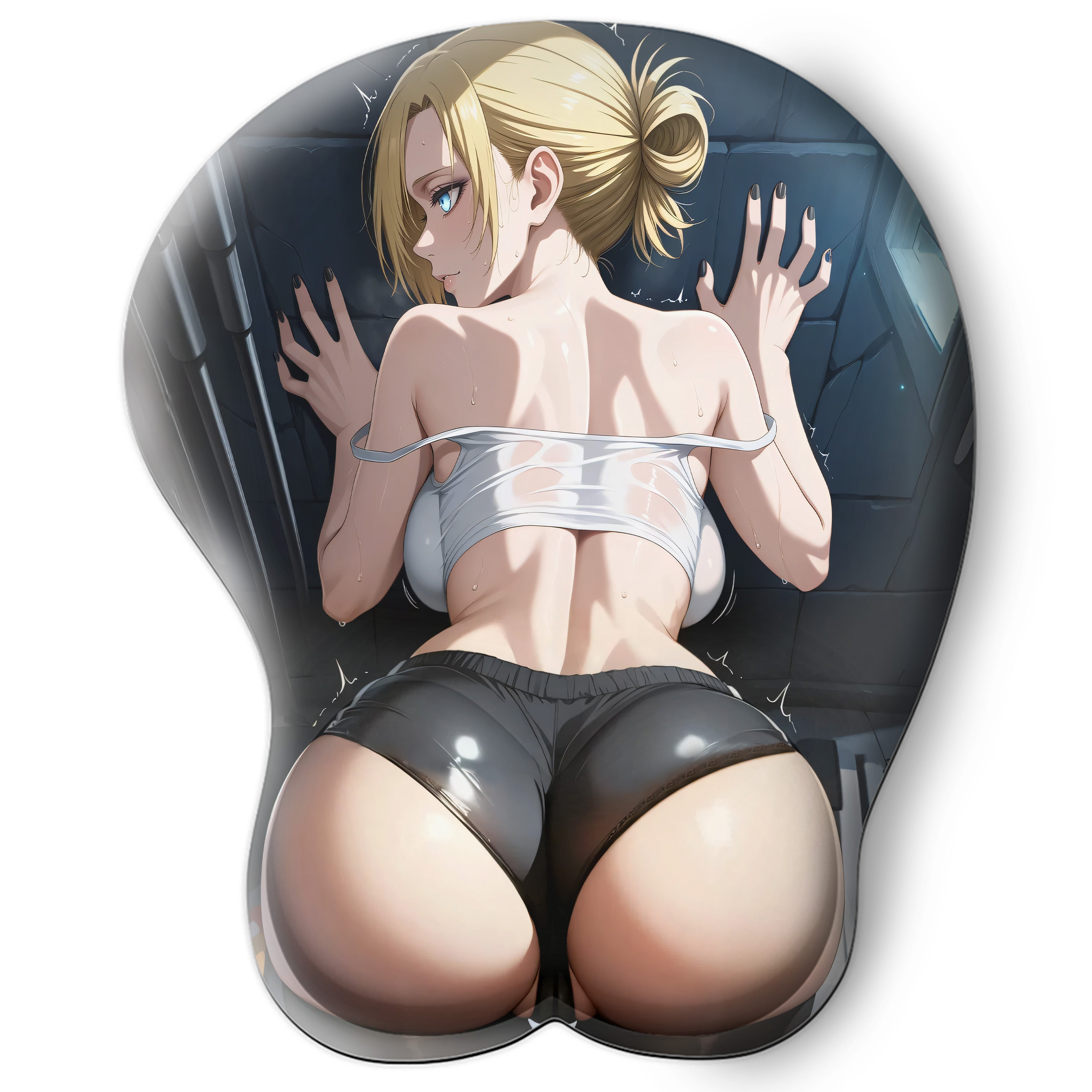 3D butt Anime Mouse Pad with Silicone Wrist Support, Non-Slip Ergonomic Shape, Attack on Titan anime Character Annie #02