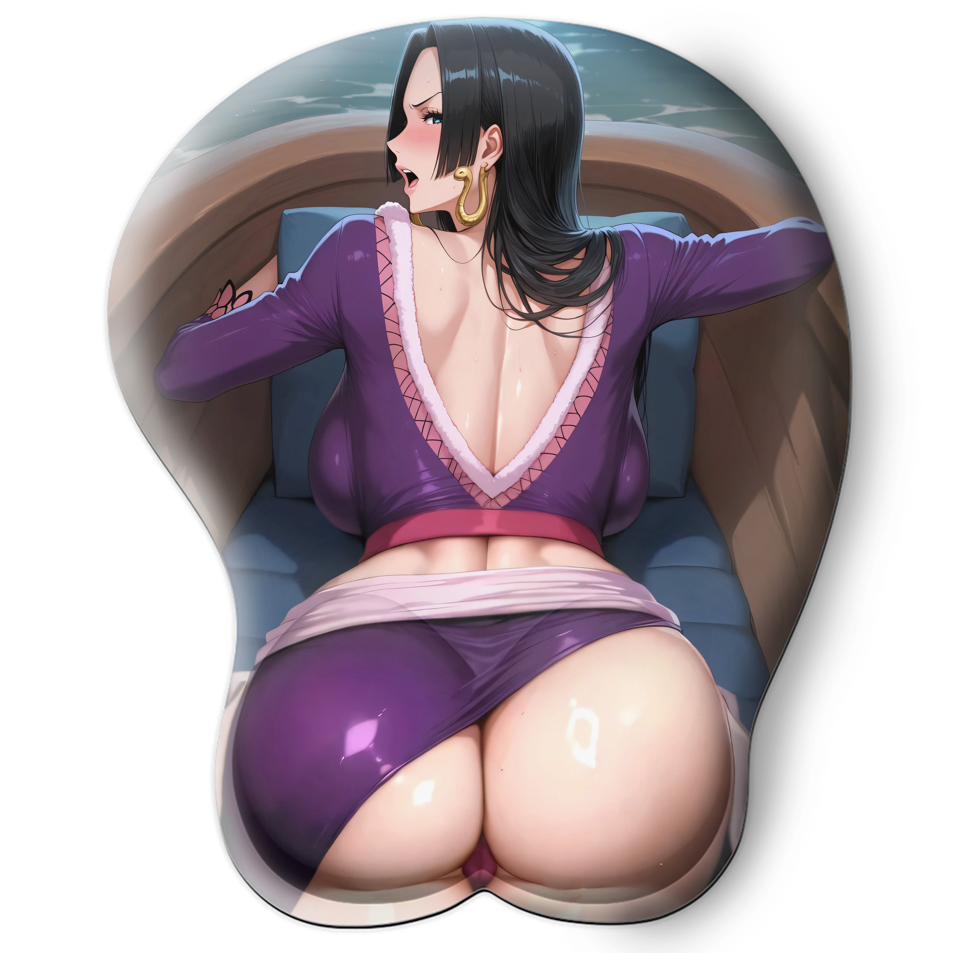 3D butt Anime Mouse Pad with Silicone Wrist Support, Non-Slip Ergonomic Shape, One Piece anime Character Boa Hancock #02