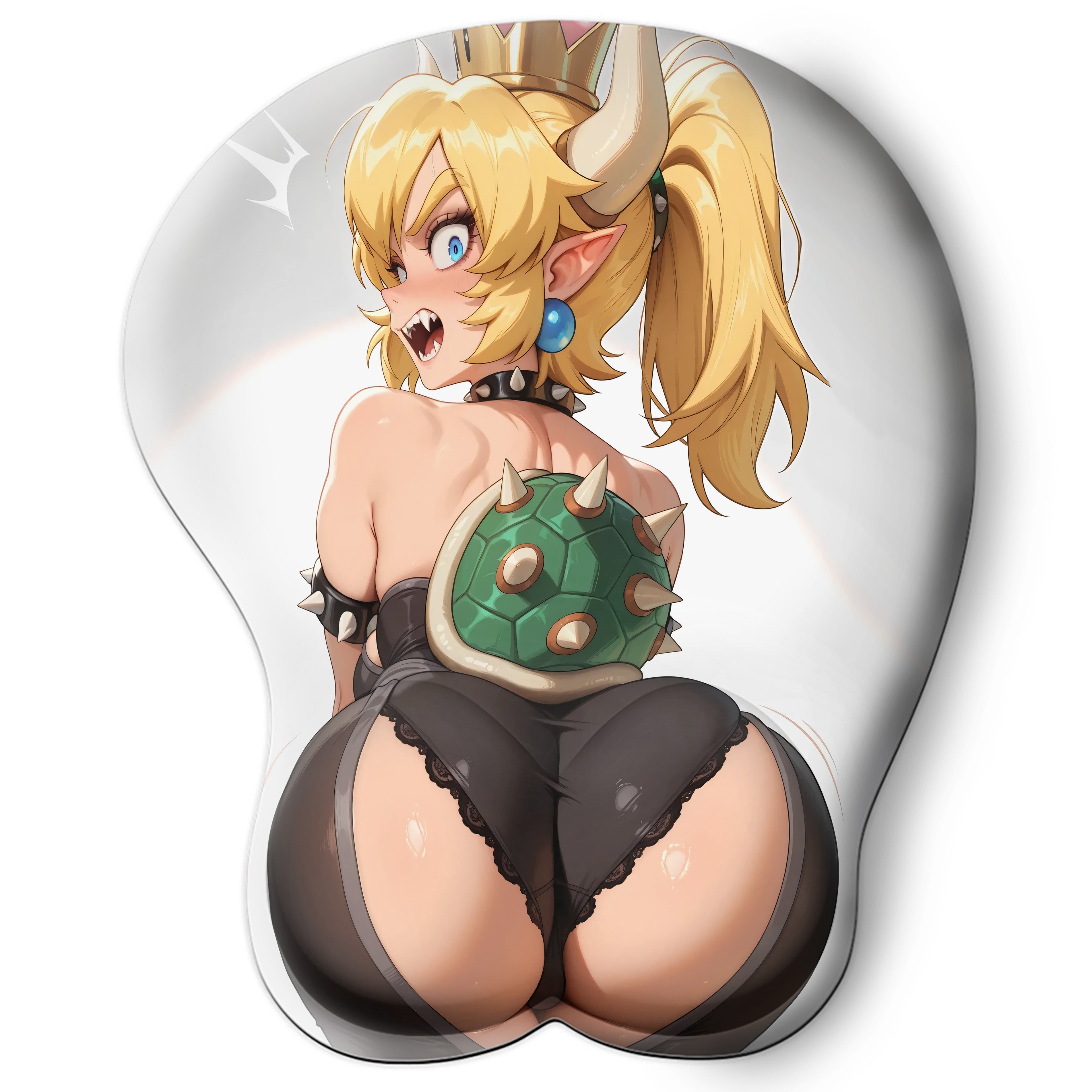3D butt Anime Mouse Pad with Silicone Wrist Support, Non-Slip Ergonomic Shape, Super Mario game Character Bowsette #02