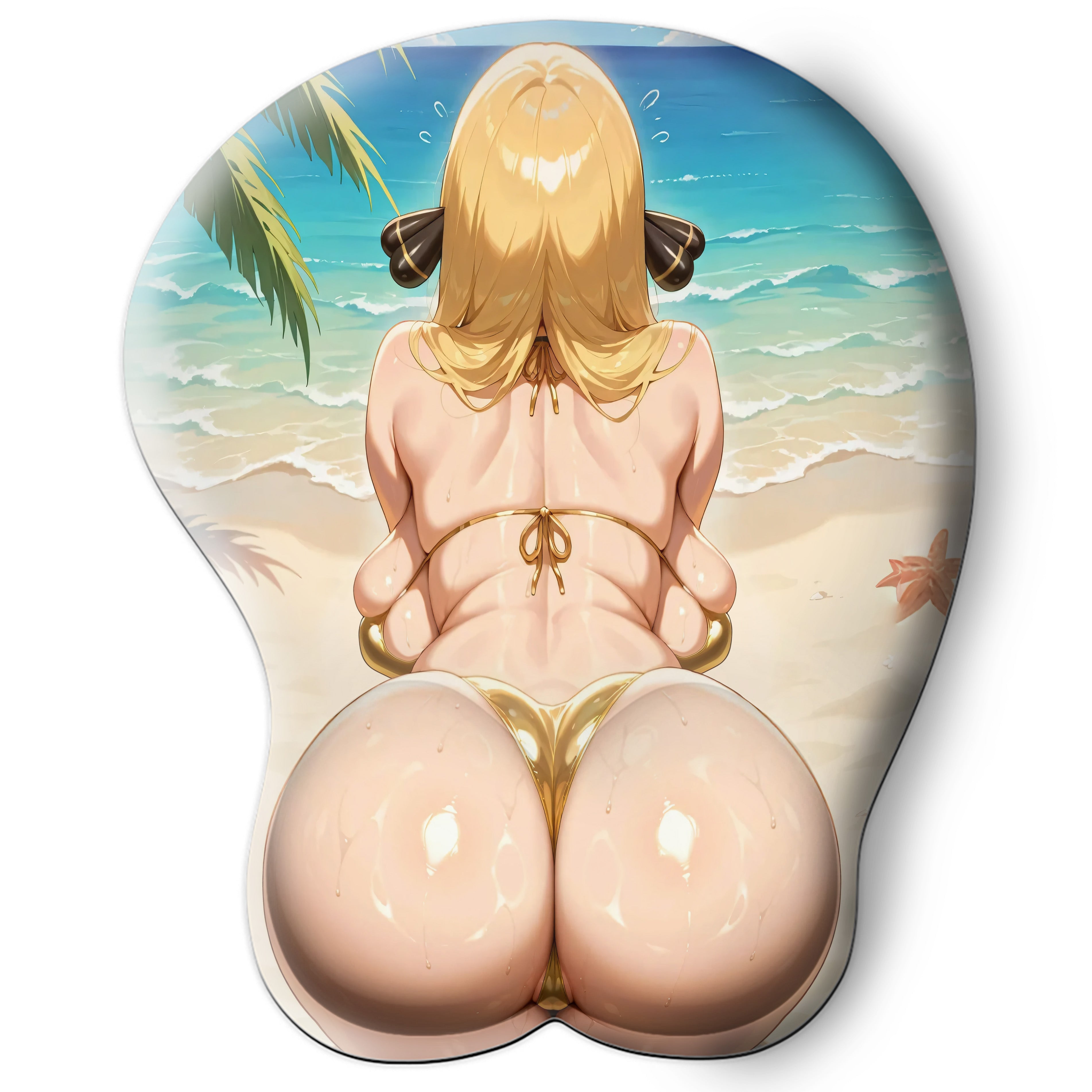3D butt Anime Mouse Pad with Silicone Wrist Support, Non-Slip Ergonomic Shape, Pokemon anime Character Cynthia #02