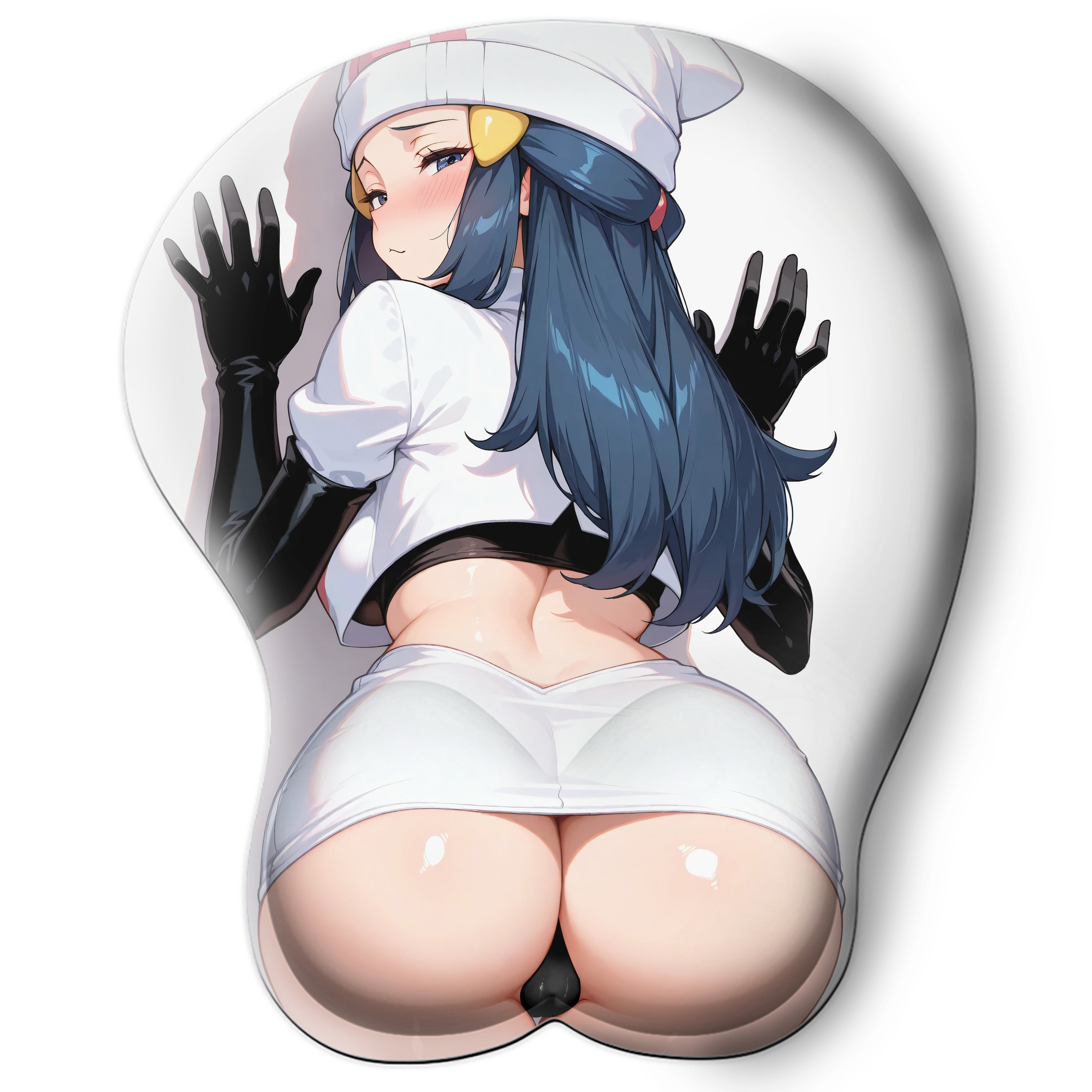 3D butt Anime Mouse Pad with Silicone Wrist Support, Non-Slip Ergonomic Shape, Pokemon anime Character Dawn  #02