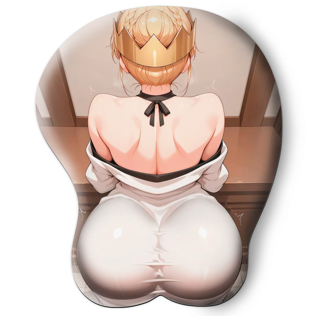 3D butt Anime Mouse Pad with Silicone Wrist Support, Non-Slip Ergonomic Shape, Fire Force Anime Character Haumea #02