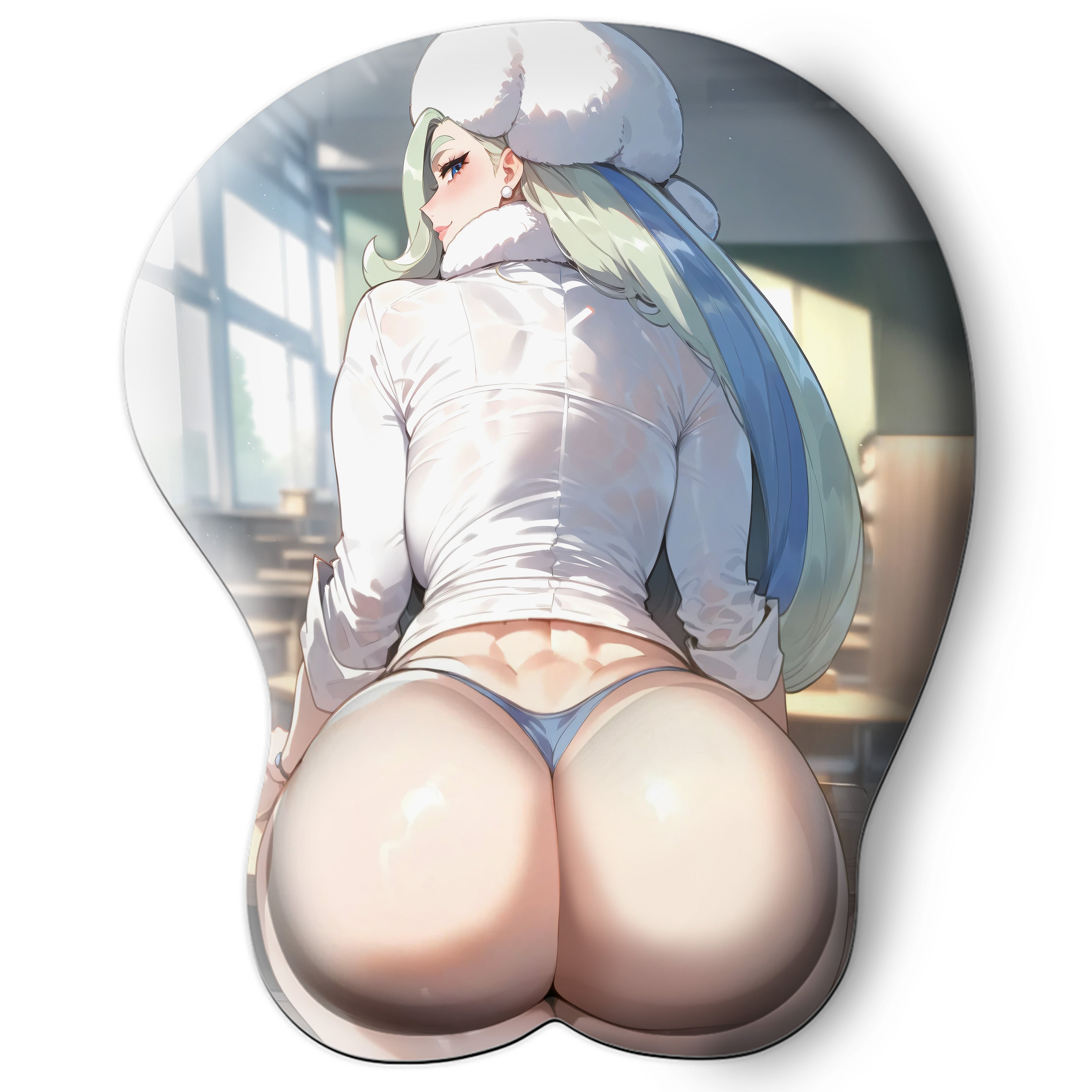 3D butt Anime Mouse Pad with Silicone Wrist Support, Non-Slip Ergonomic Shape, Pokemon anime Character Melony #02