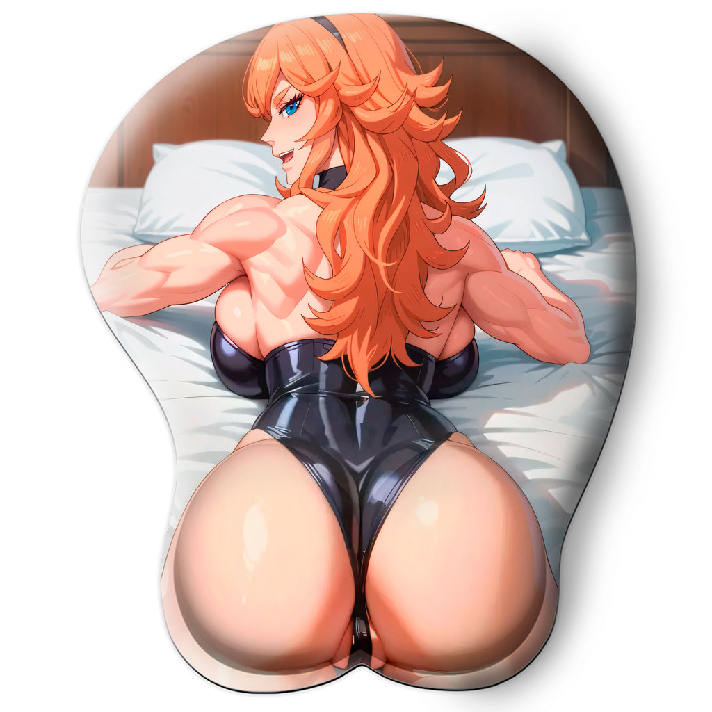 3D butt Anime Mouse Pad with Silicone Wrist Support, Non-Slip Ergonomic Shape, Black clover Anime Character Mereoleona #02