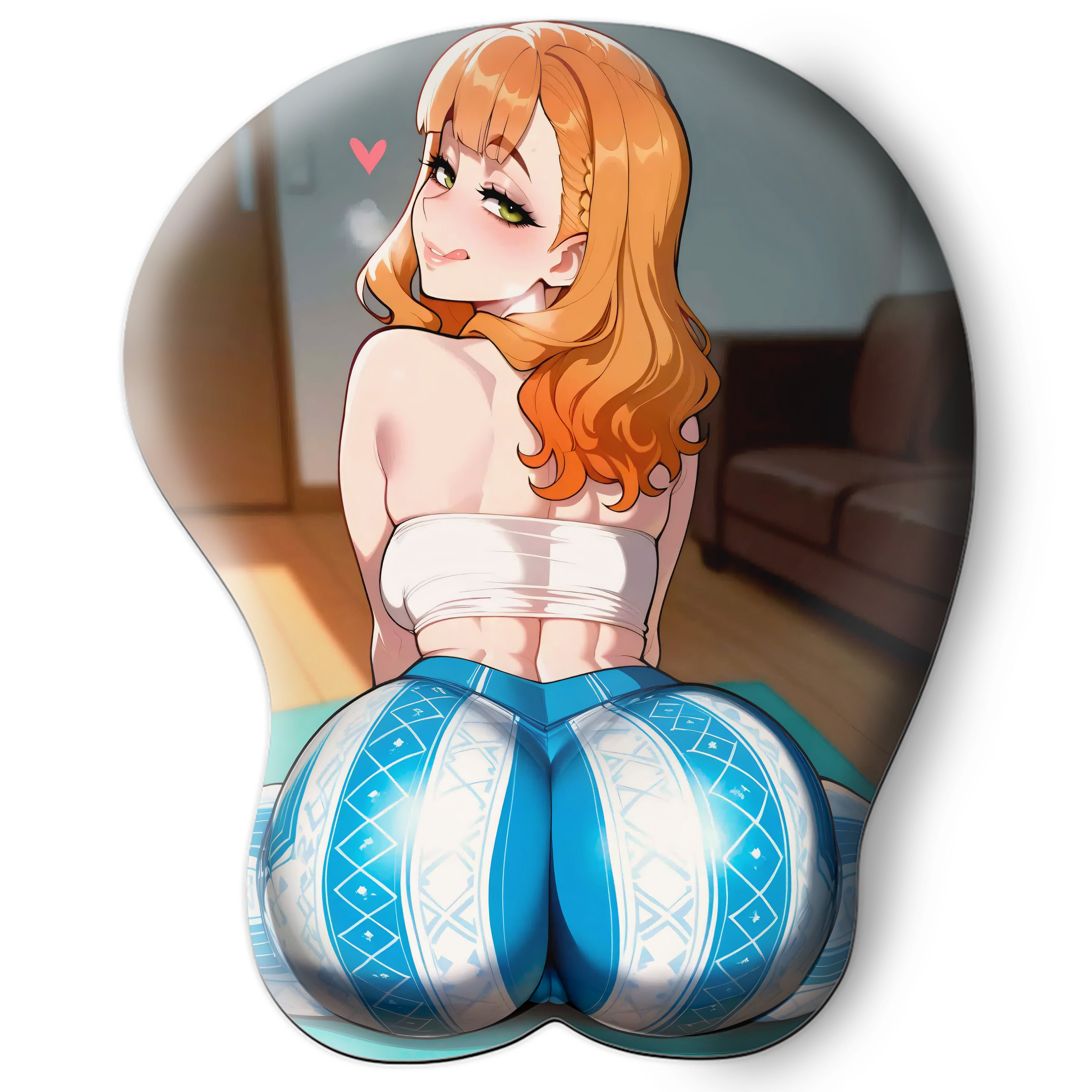 3D butt Anime Mouse Pad with Silicone Wrist Support, Non-Slip Ergonomic Shape, Black clover Anime Character Mimosa Vermillion #02