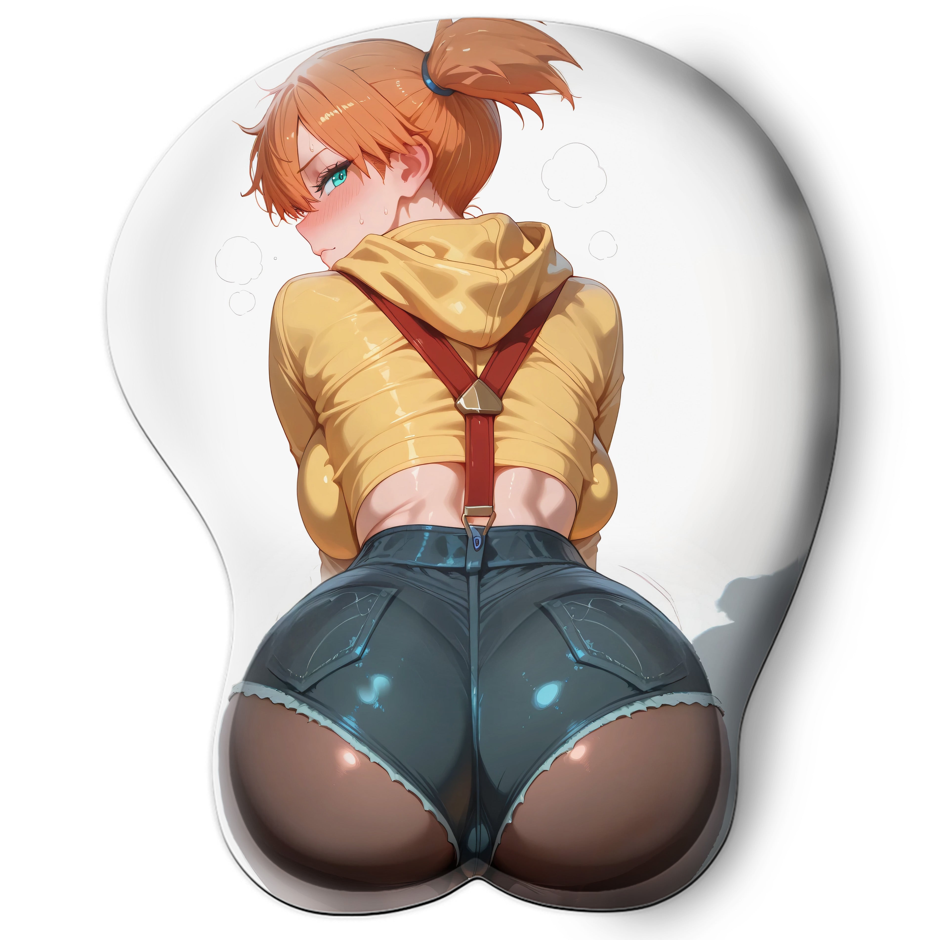 3D butt Anime Mouse Pad with Silicone Wrist Support, Non-Slip Ergonomic Shape, Pokemon anime Character Misty #02