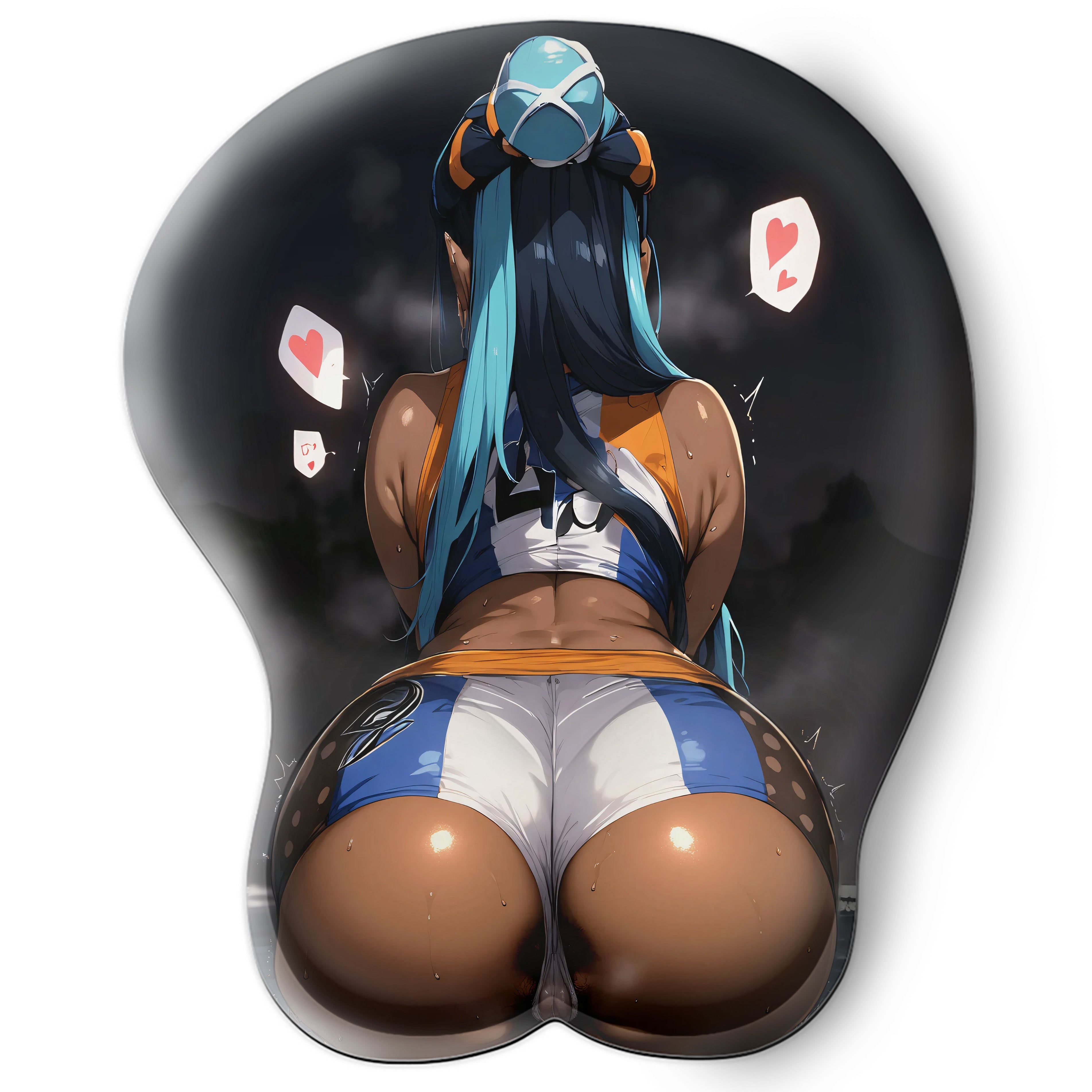 3D butt Anime Mouse Pad with Silicone Wrist Support, Non-Slip Ergonomic Shape, Pokemon anime Character Nessa #02