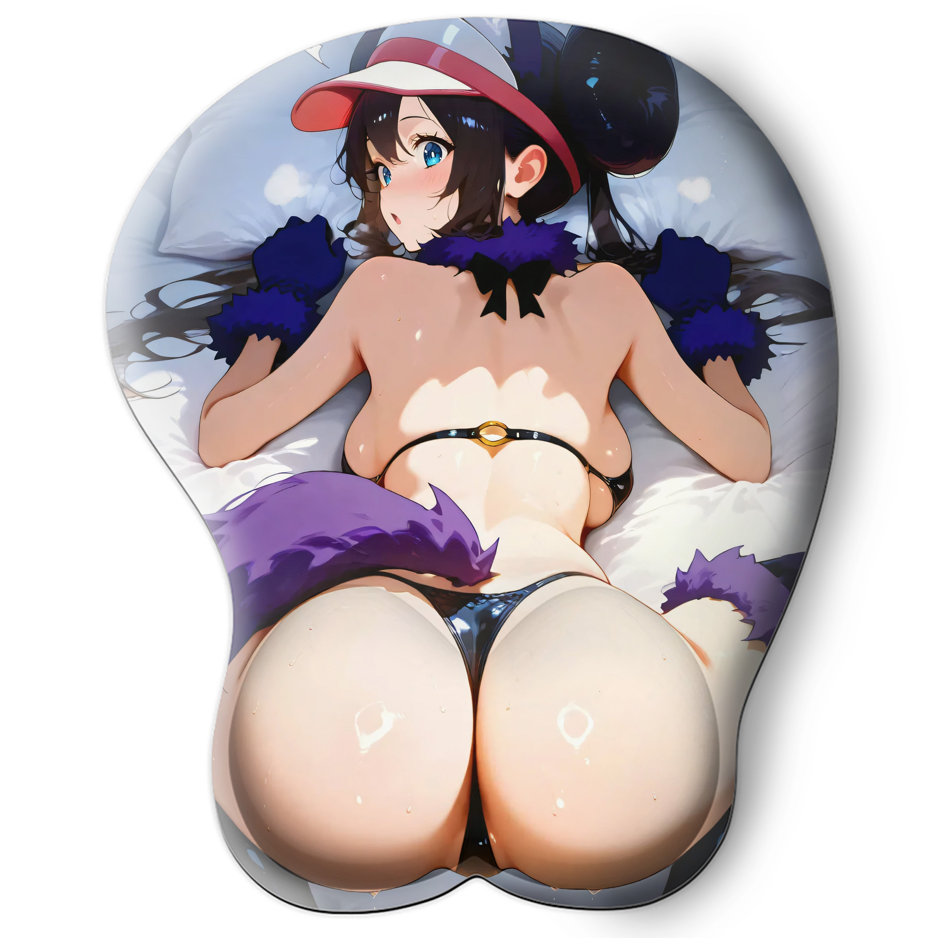 3D butt Anime Mouse Pad with Silicone Wrist Support, Non-Slip Ergonomic Shape, Pokemon anime Character Rosa #02