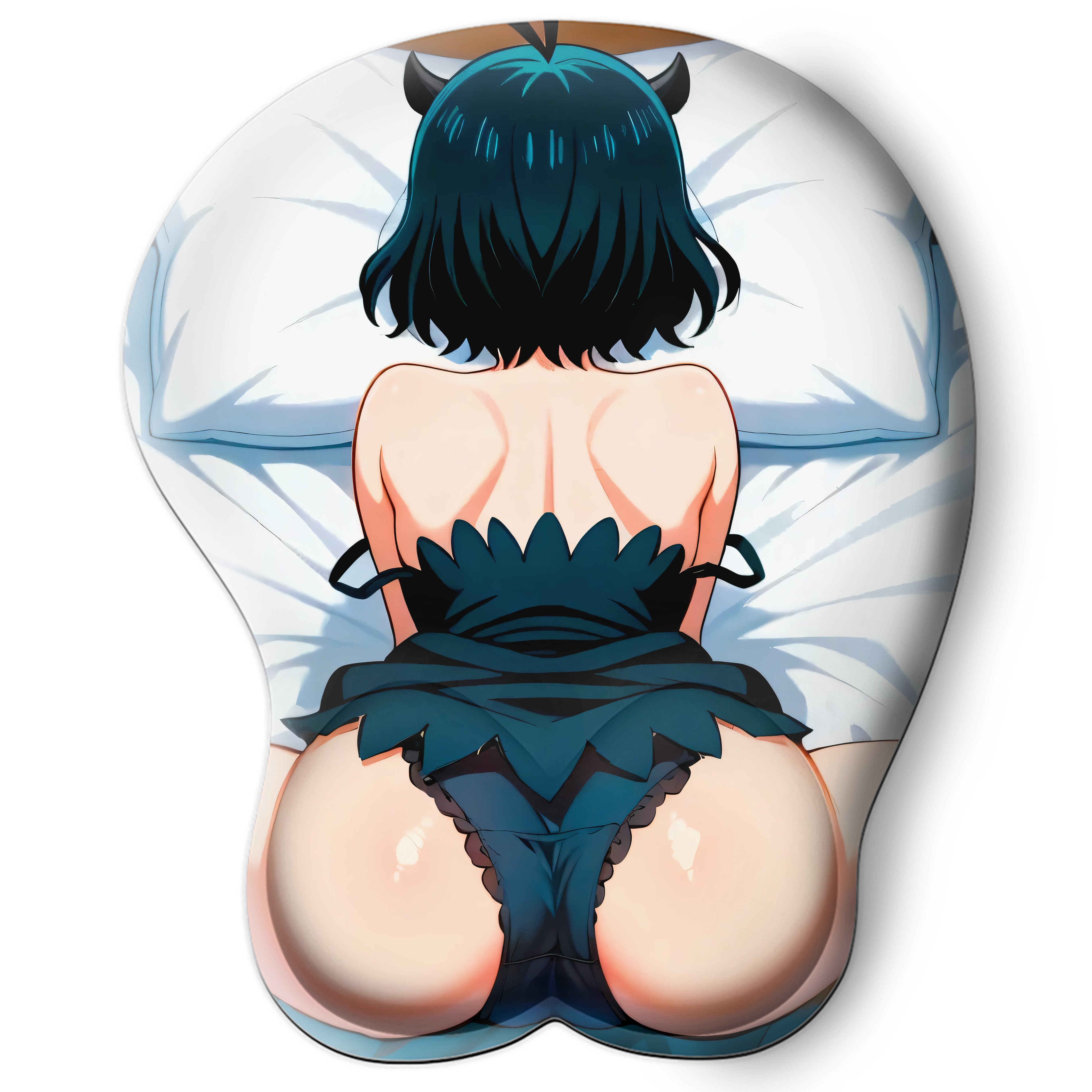 3D butt Anime Mouse Pad with Silicone Wrist Support, Non-Slip Ergonomic Shape, Black clover Anime Character Secre Swallowtail (Nero) #02