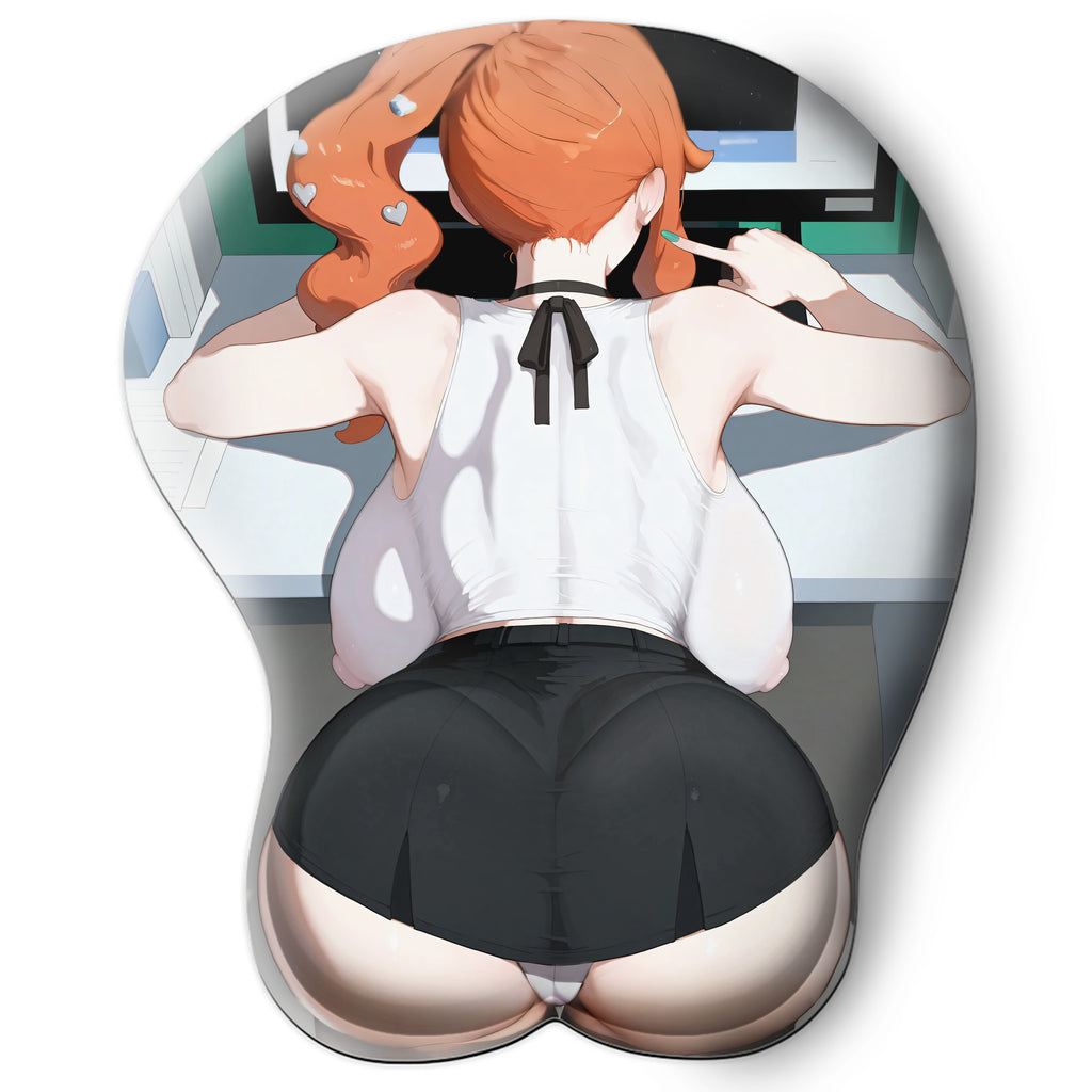 3D butt Anime Mouse Pad with Silicone Wrist Support, Non-Slip Ergonomic Shape, Pokemon anime Character Sonia #02