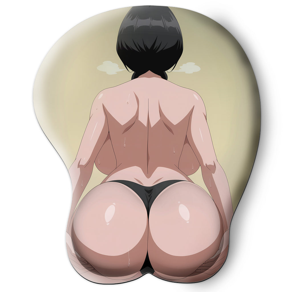 3D butt Anime Mouse Pad with Silicone Wrist Support, Non-Slip Ergonomic Shape, Bleach anime Character Unohana Retsu #04
