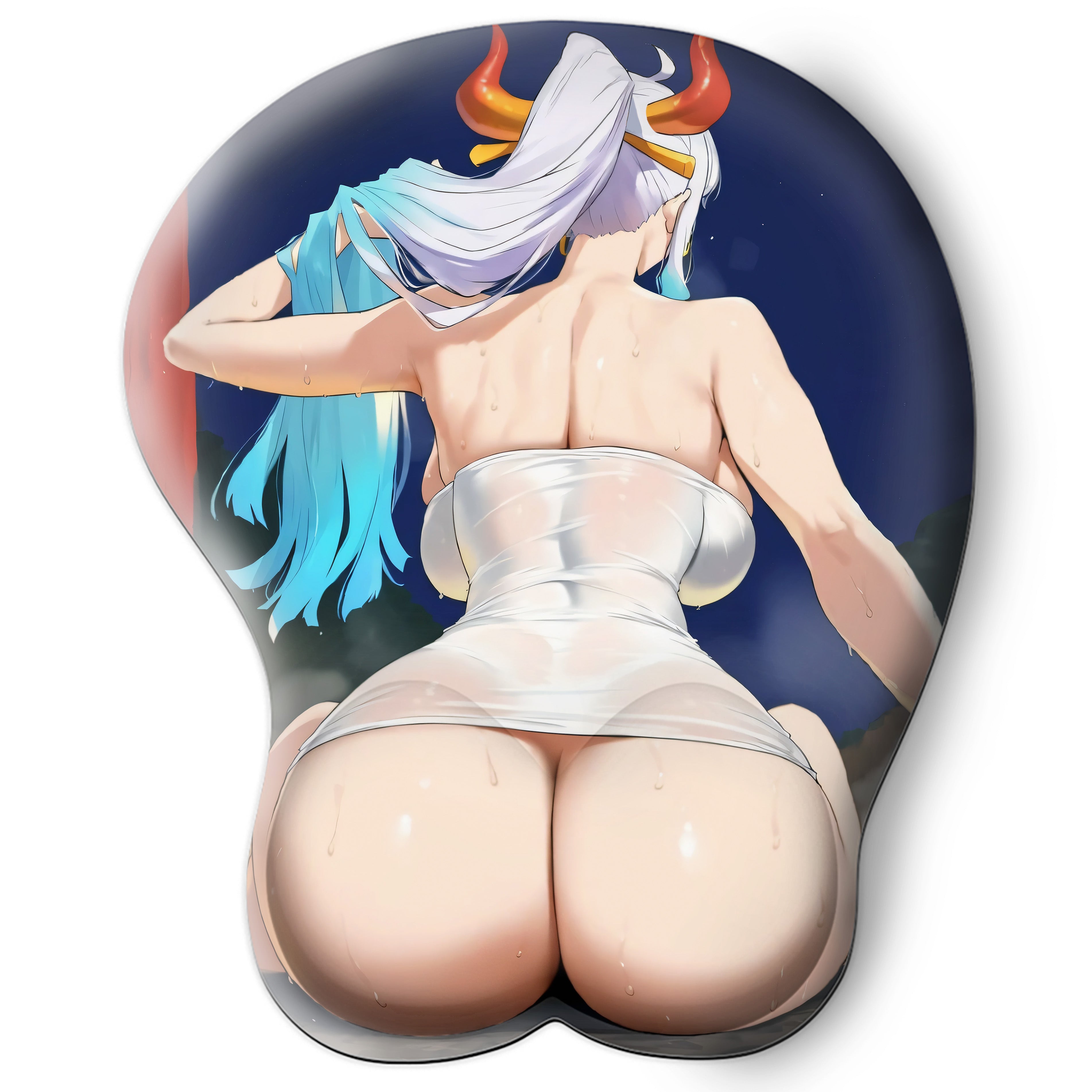 3D butt Anime Mouse Pad with Silicone Wrist Support, Non-Slip Ergonomic Shape, One Piece anime Character Yamato #02