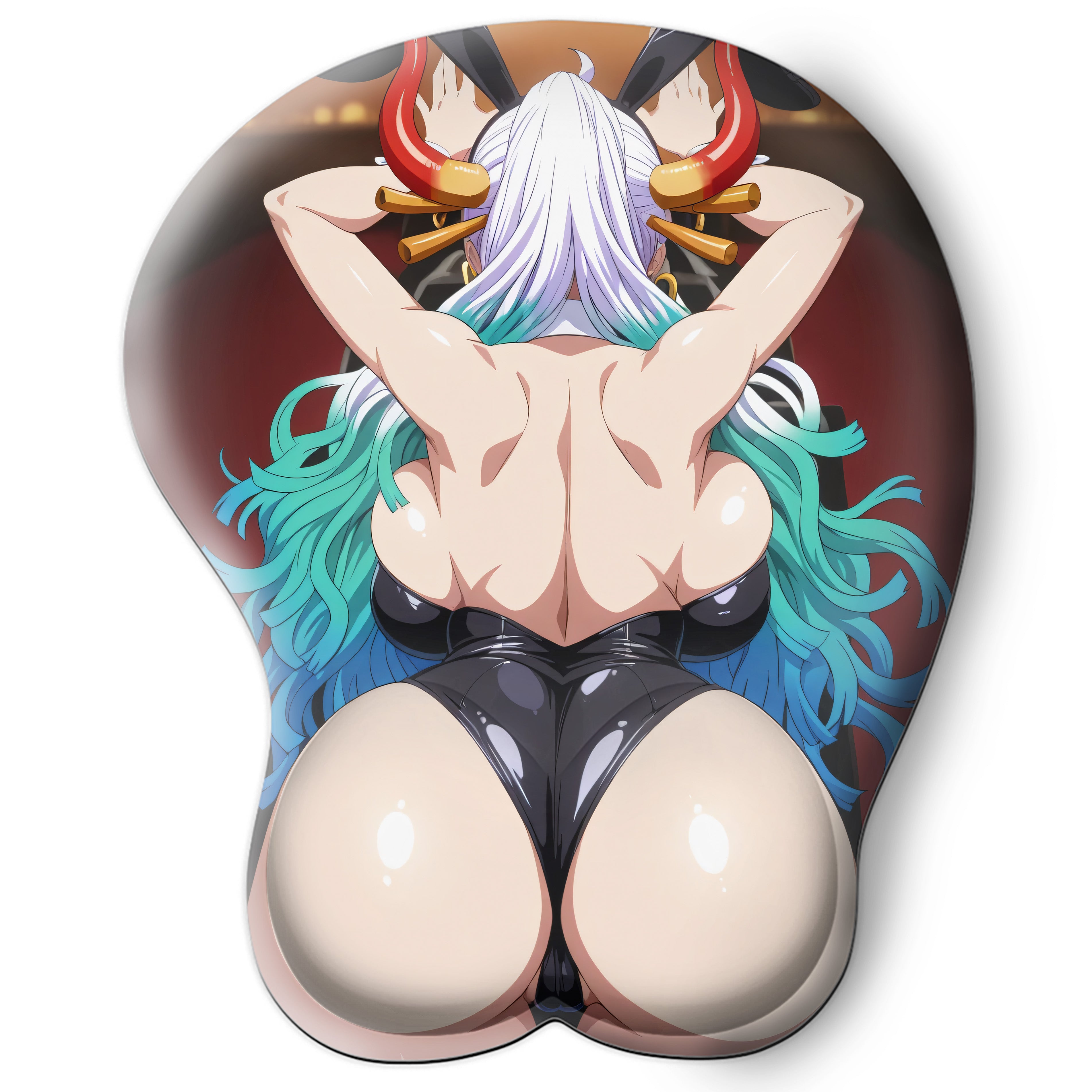 3D butt Anime Mouse Pad with Silicone Wrist Support, Non-Slip Ergonomic Shape, One Piece anime Character Yamato #02