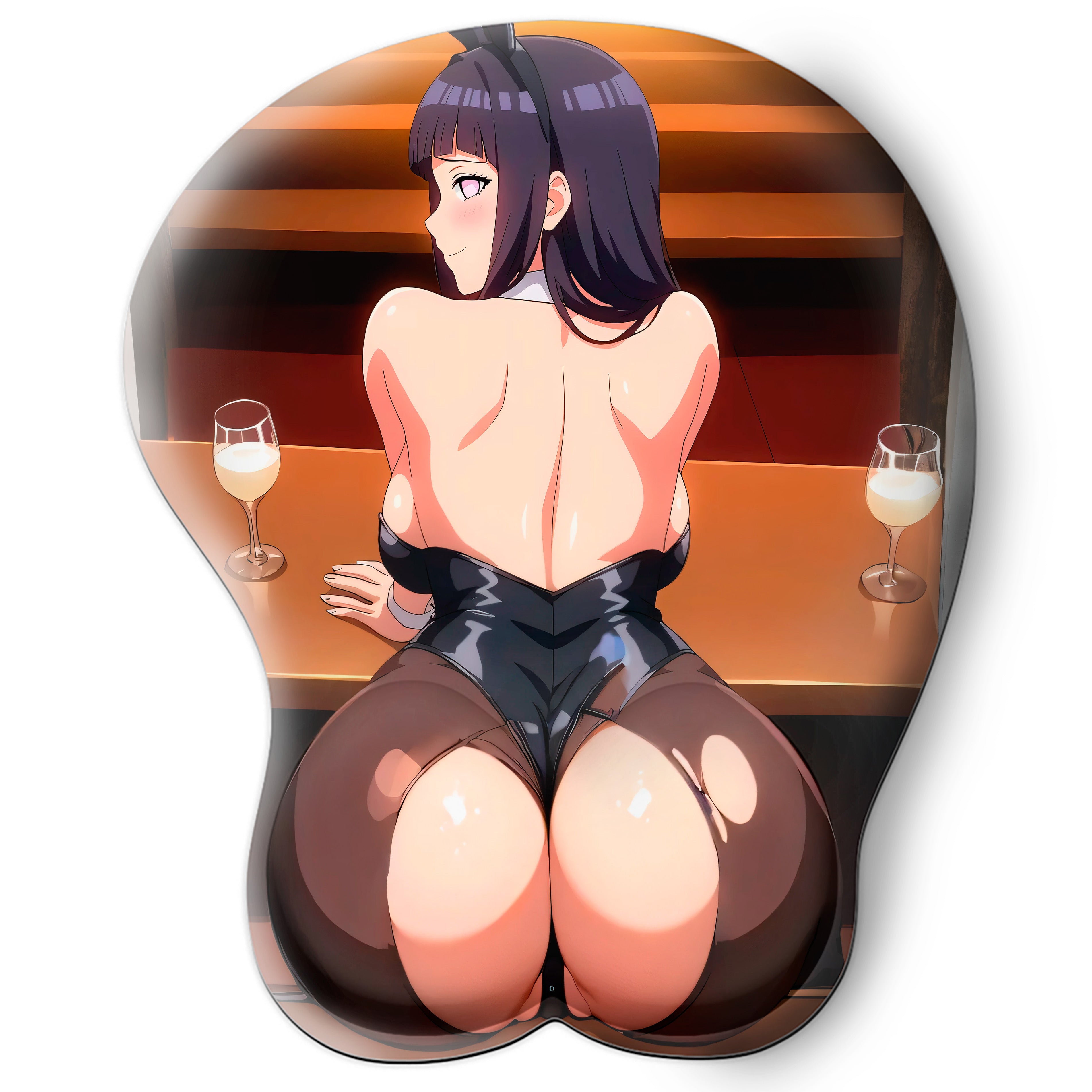 3D butt Anime Mouse Pad with Silicone Wrist Support, Non-Slip Ergonomic Shape, Naruto anime Character Hinata #02
